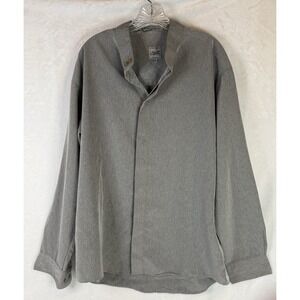 Vintage Minimalist Gray Shirt XL Korean Muji Style Hidden Button Shirt Tab Colla